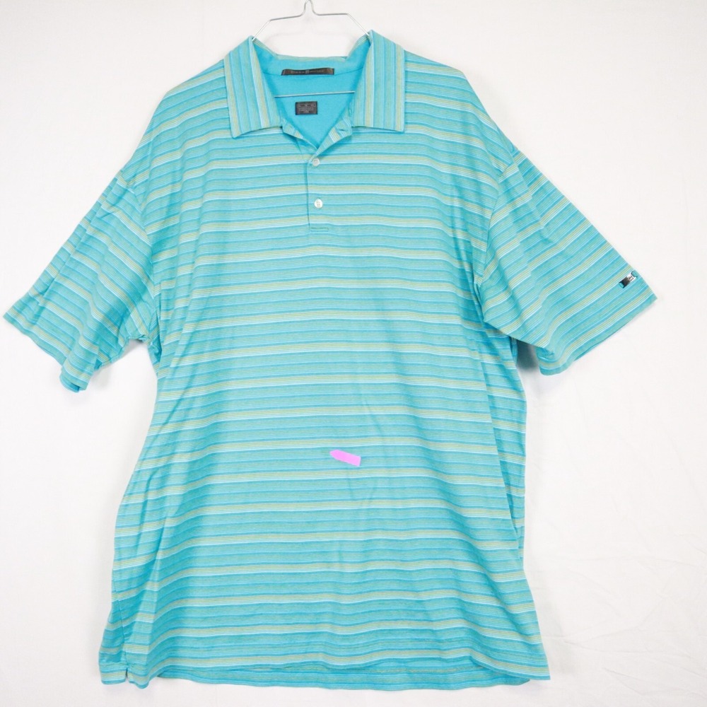 Nike Tiger Woods Polo Shirt Mens XL Golf Casual Knit Cotton Striped Short Sleeve - Picture 1 of 7